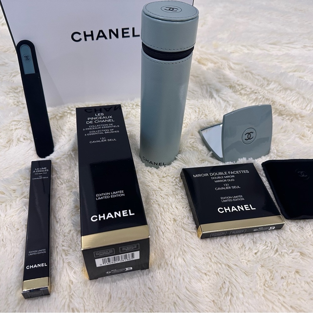 Chanel Limited Edition Complete Set CAVALIER SEUR Brush set, Mirror & Nail file
